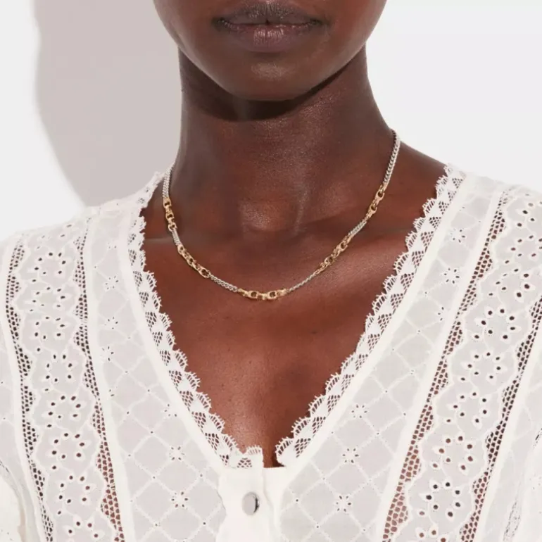 Signature Gliederhalskette Aus Metallmix*COACH Sale