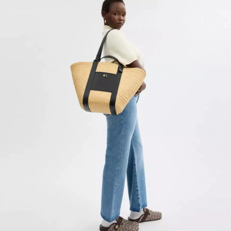 Tote Tasche Aus Stroh*COACH Sale